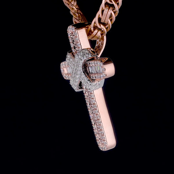 legacy ice baguettes double cross pendant